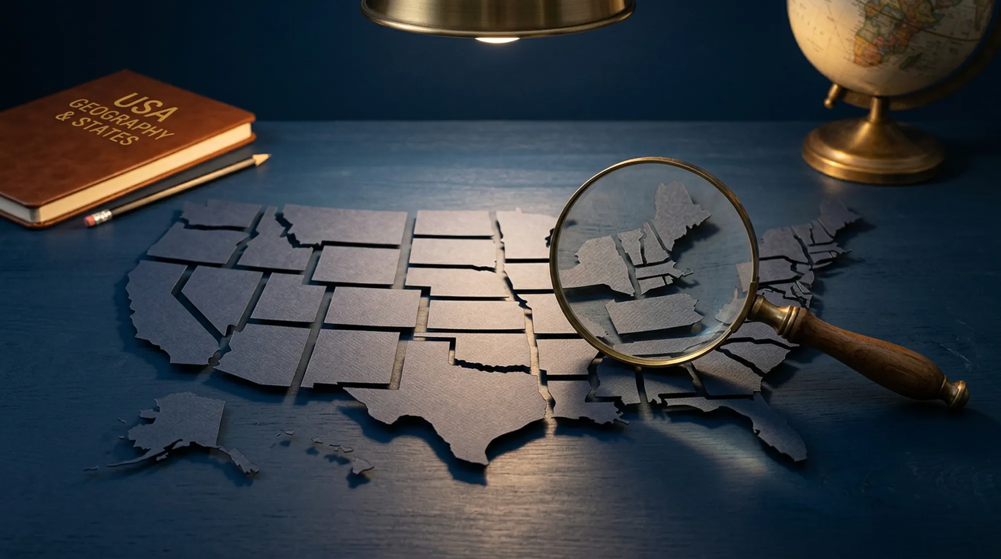 Abstrakcyjna mapa Stanów Zjednoczonych na biurku